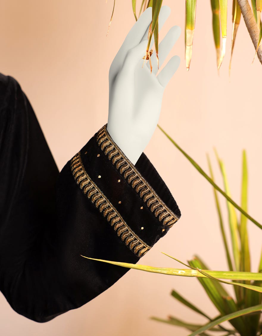 Black Velvet Women's Kurti | Jjlk-W-Jpwk-23-1002