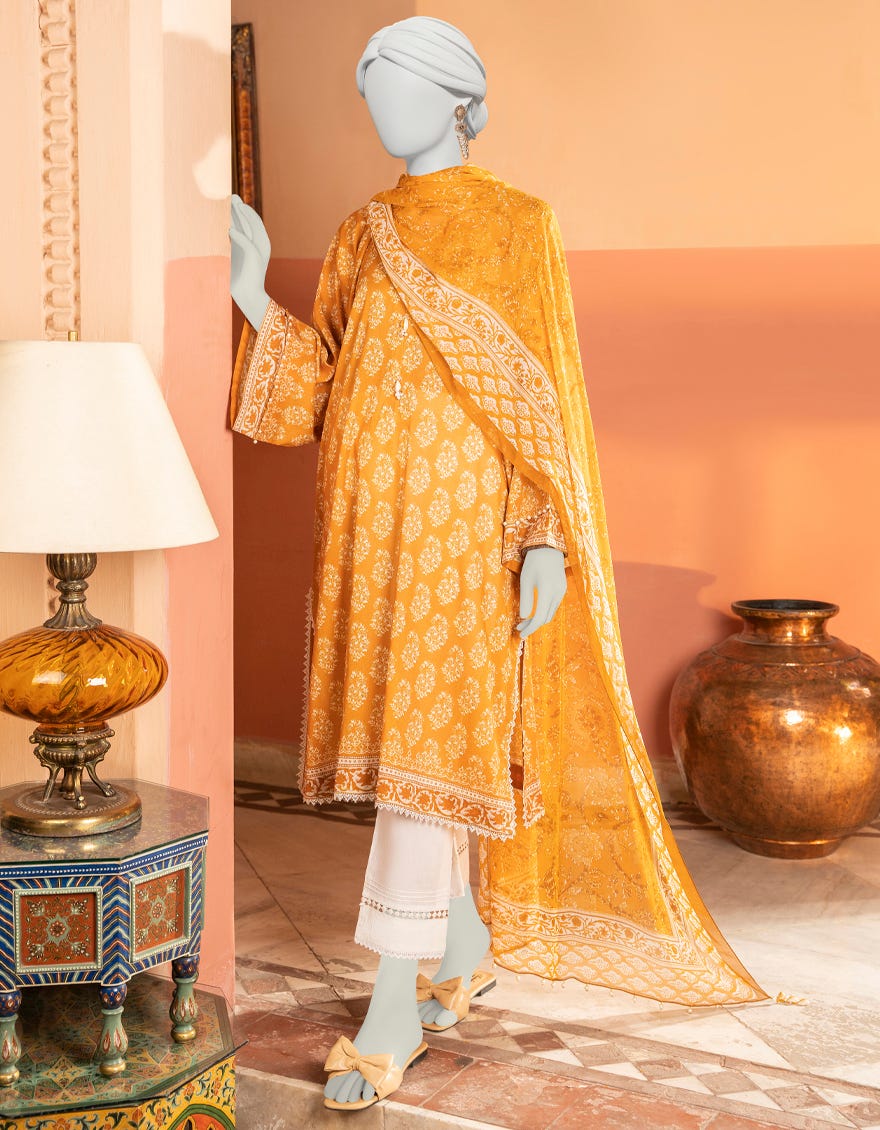 Mustard Lawn Unstitched 2 Piece Dress | Jlawn-S-Jds-23-1119