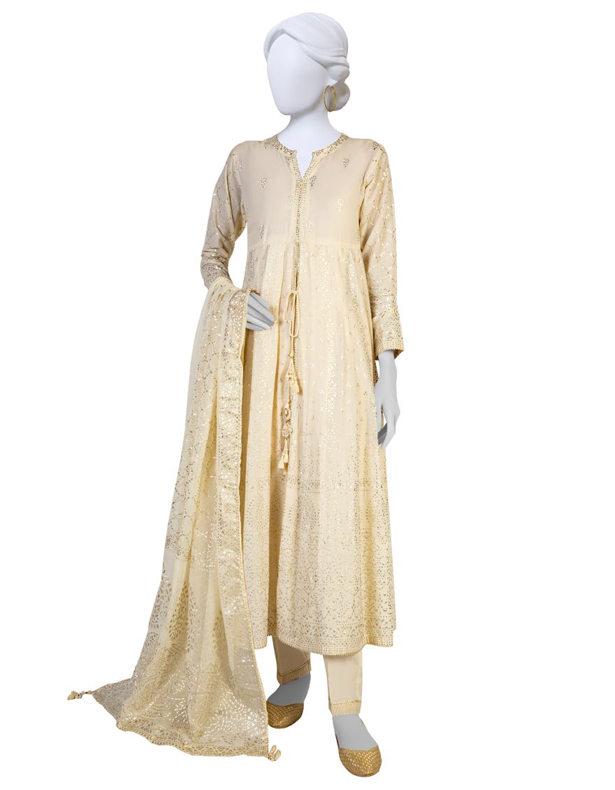 Off White Lawn Unstitched 3 Piece Dress | Jlawn-S-23-212