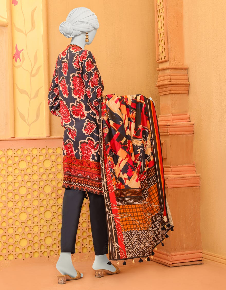 Blue Marina 3 Piece Stitched Dress | Jjpw-W-Jpws-23-629