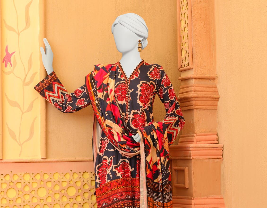 Blue Marina 3 Piece Stitched Dress | Jjpw-W-Jpws-23-629