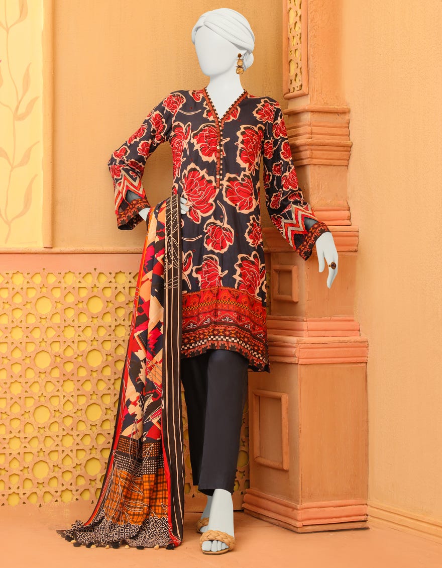 Blue Marina 3 Piece Stitched Dress | Jjpw-W-Jpws-23-629