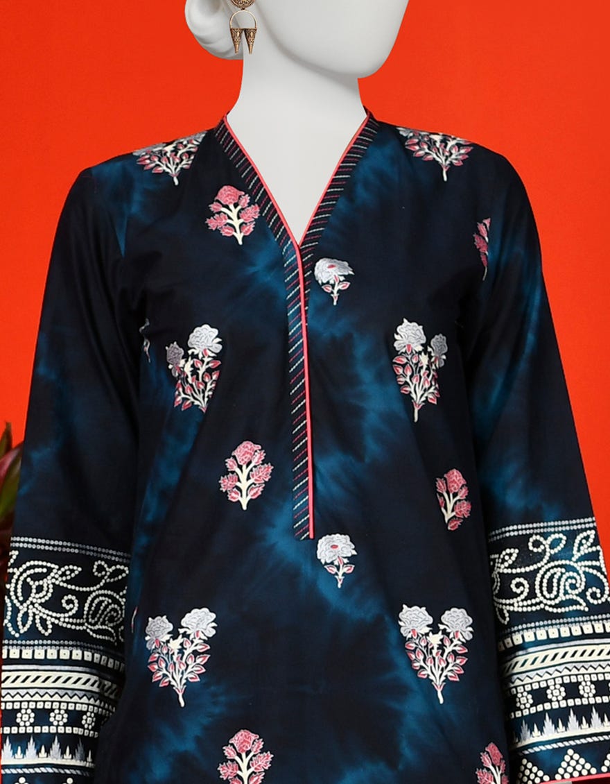 Teal Lawn Women's Kurti | Jjlk-S-Jpwk-23-966