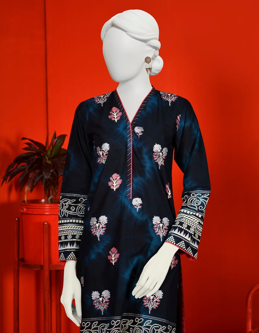 Teal Lawn Women's Kurti | Jjlk-S-Jpwk-23-966