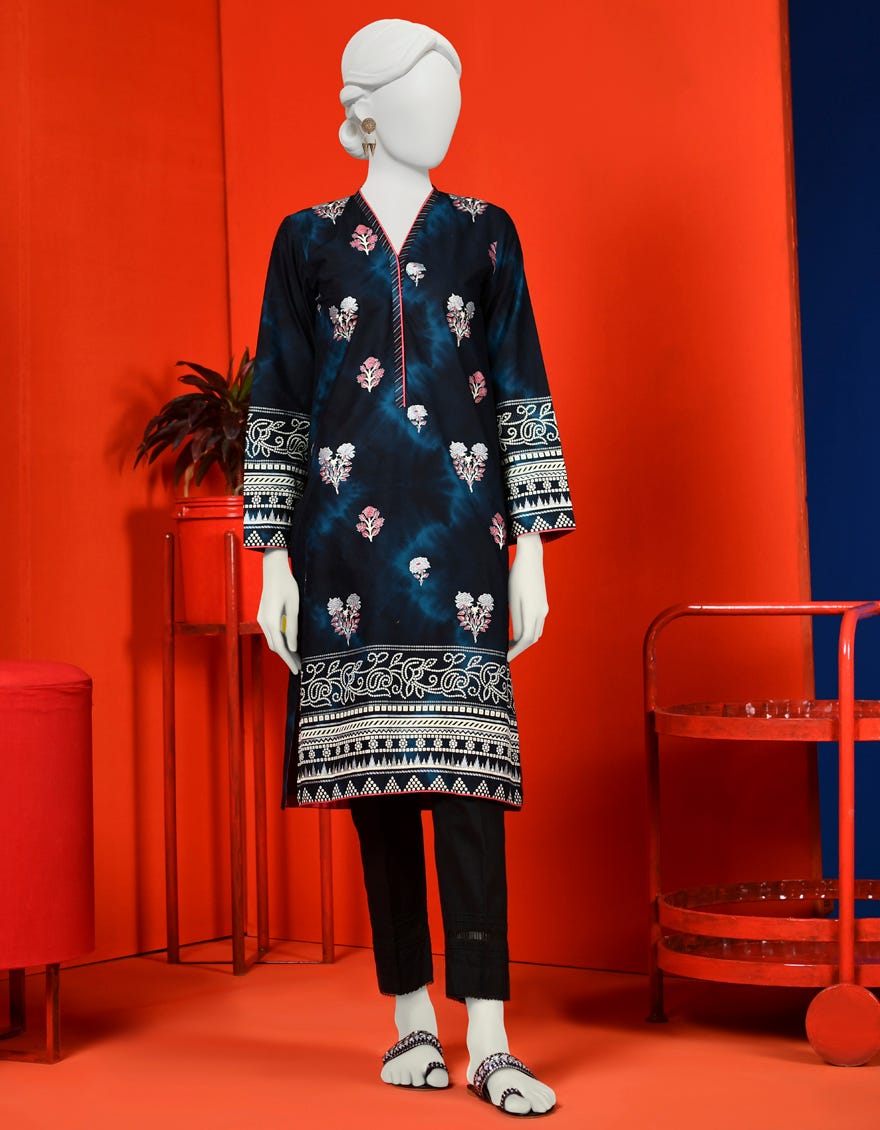 Teal Lawn Women's Kurti | Jjlk-S-Jpwk-23-966