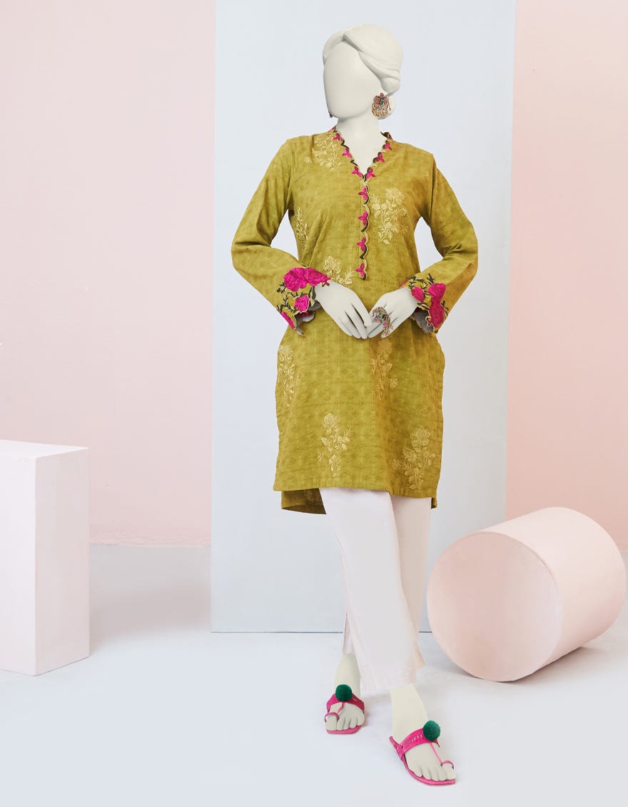 Green Cotton Women's Kurti | Jjlk-S-Jpwk-23-973