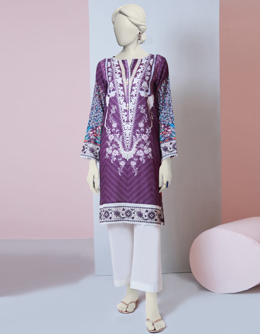 Purple Khaddar Women's Kurti | Jjlk-S-Jpwk-23-976