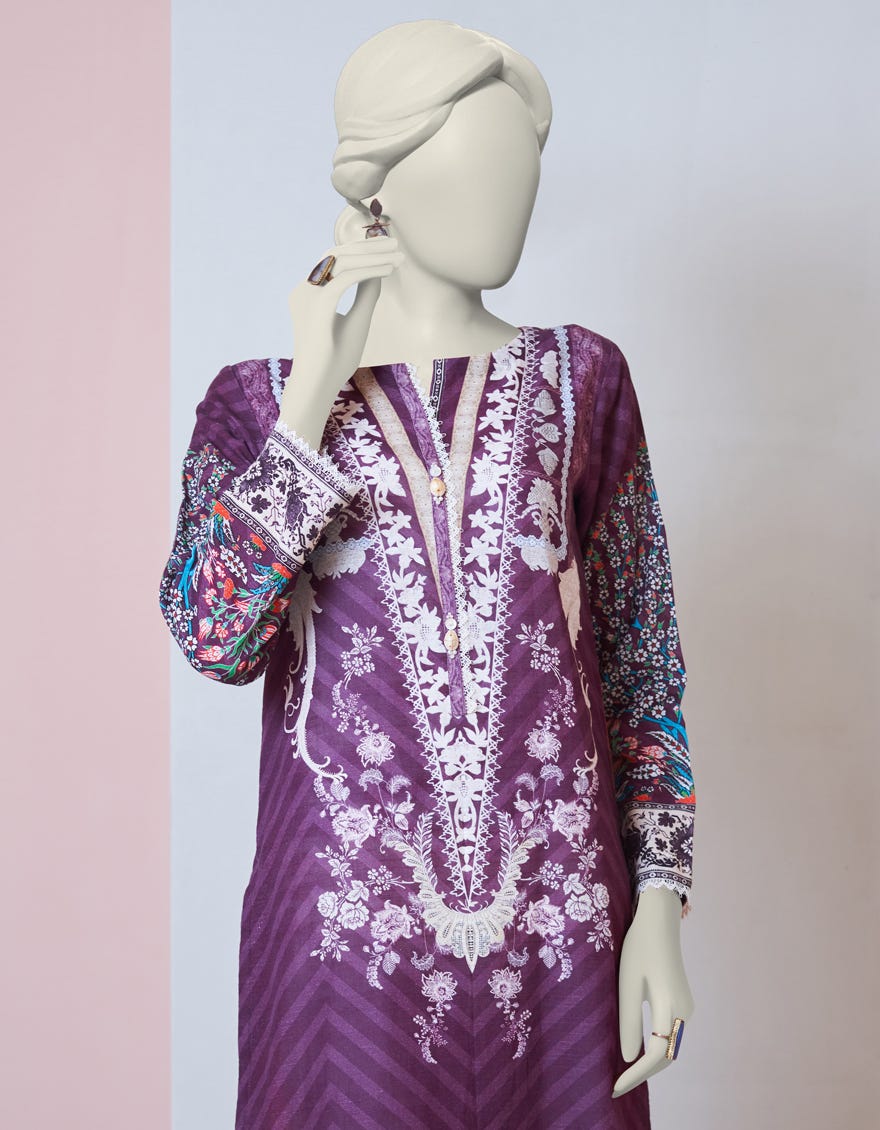 Purple Khaddar Women's Kurti | Jjlk-S-Jpwk-23-976