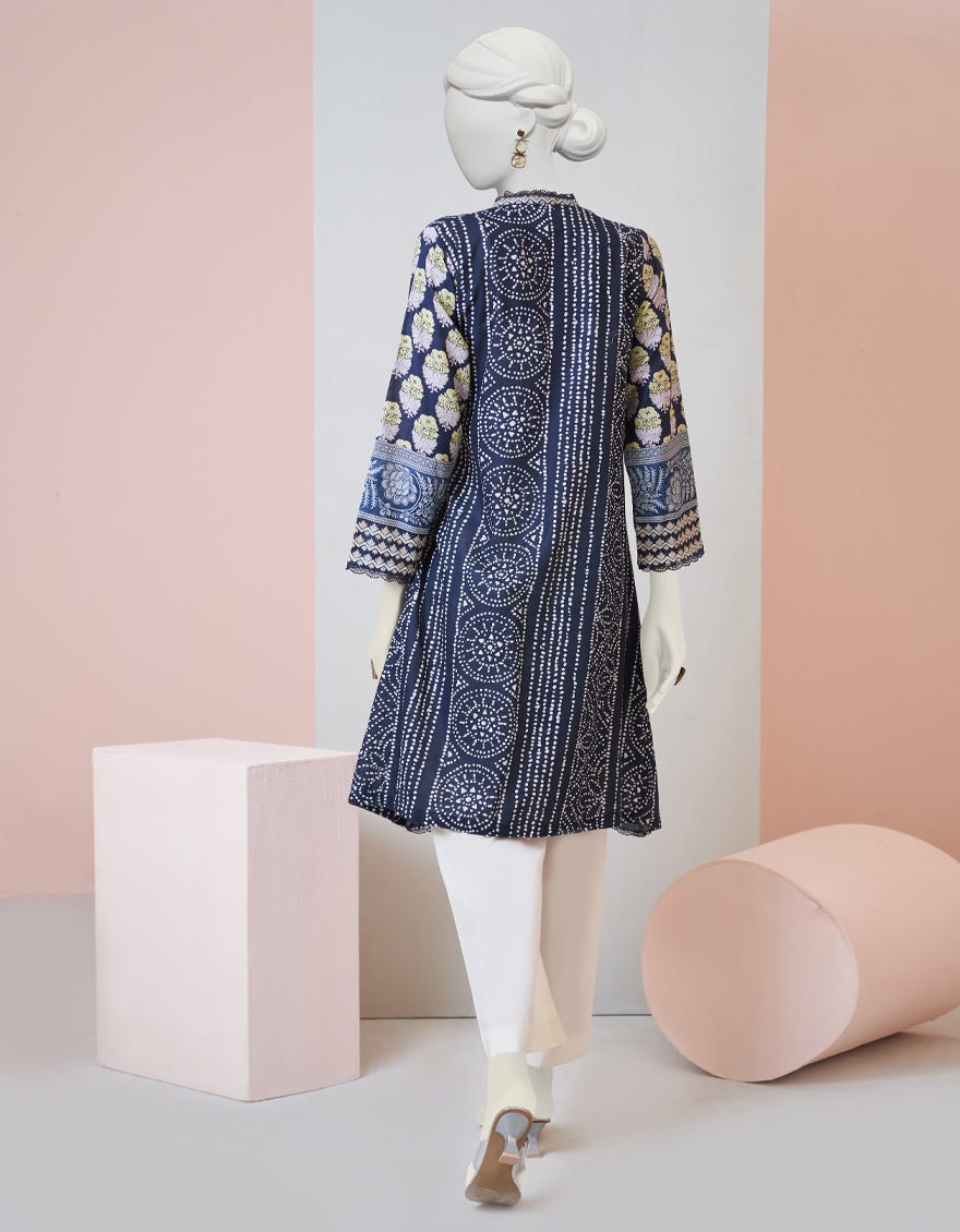 Blue Khaddar Women's Kurti | Jjlk-W-Jpwk-23-978