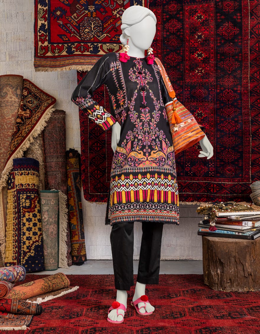 Black Khaddar Women's Kurti | Jjlk-W-Jpwk-23-992