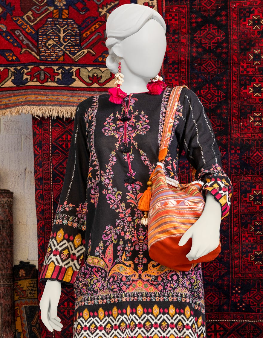 Black Khaddar Women's Kurti | Jjlk-W-Jpwk-23-992