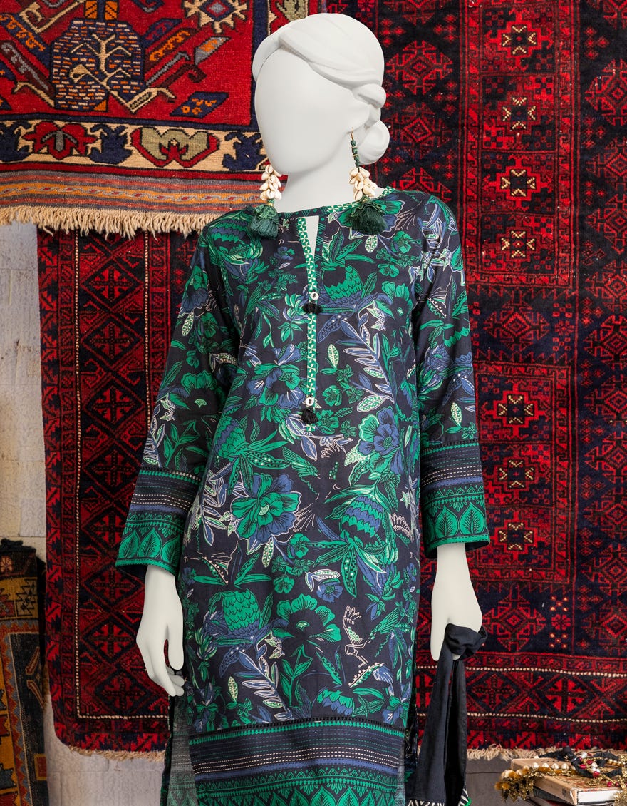 Green Khaddar Women's Kurti | Jjlk-W-Jpwk-23-994