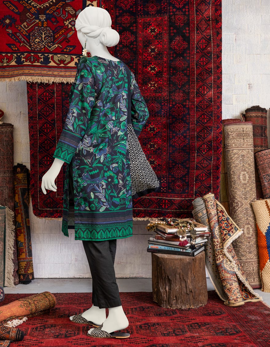 Green Khaddar Women's Kurti | Jjlk-W-Jpwk-23-994