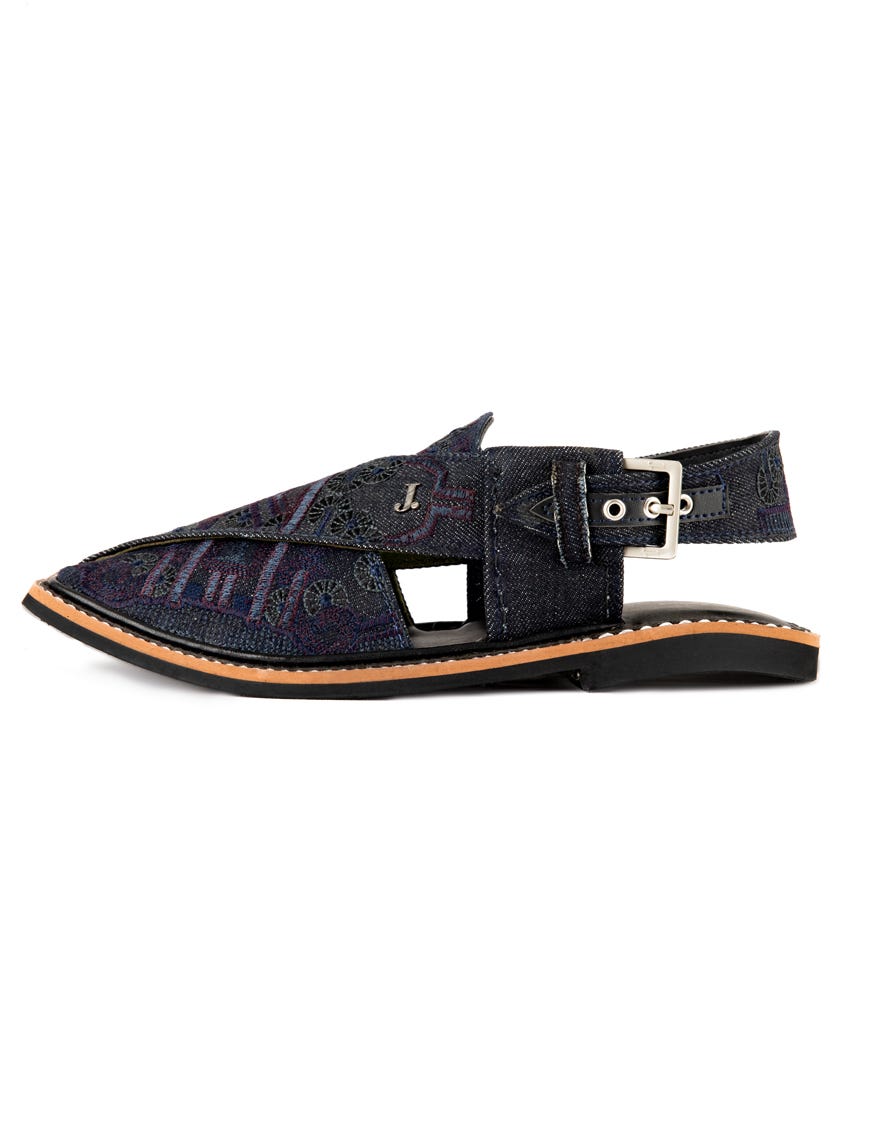 BLUE DENIM PESHAWARI SANDALS