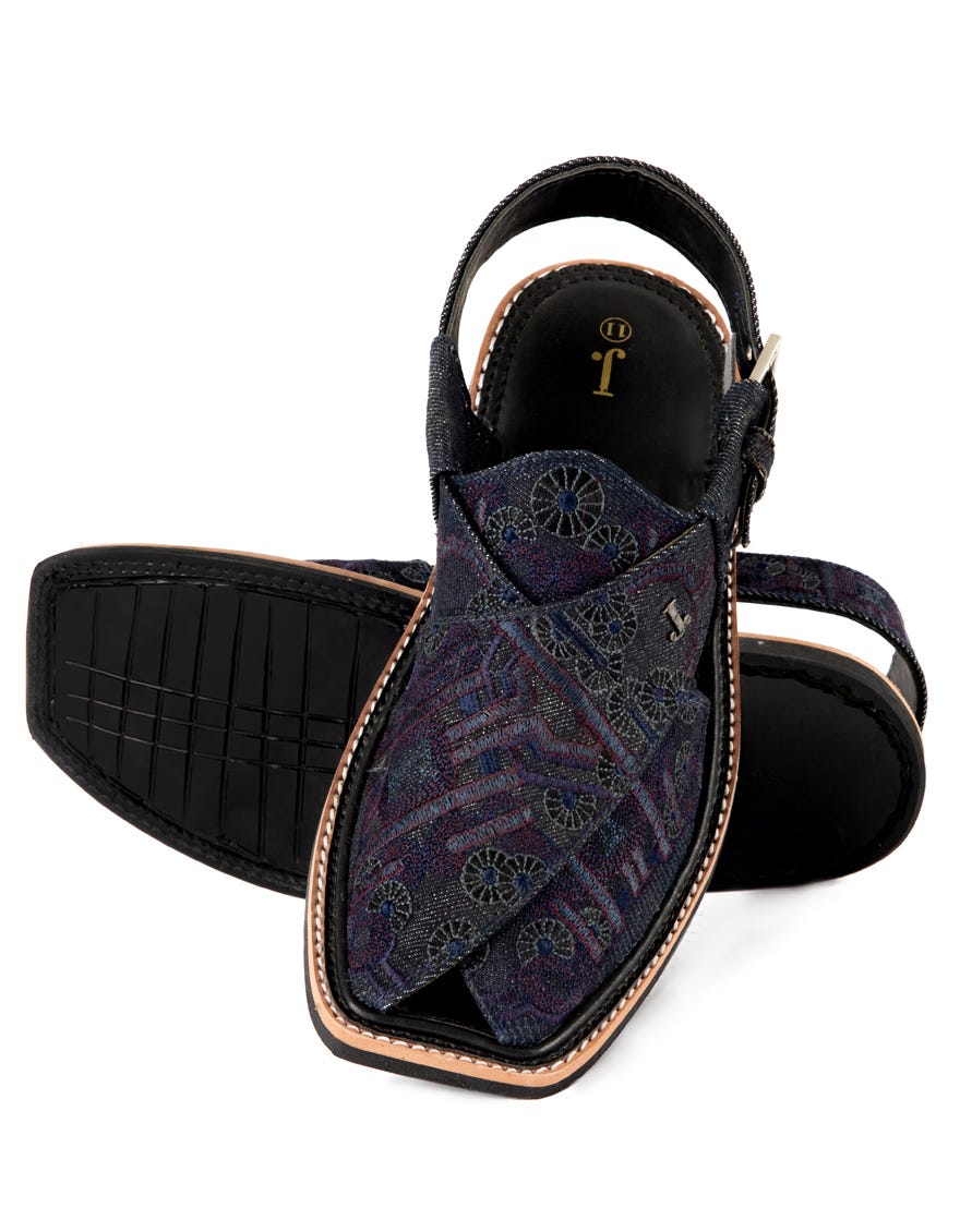 BLUE DENIM PESHAWARI SANDALS