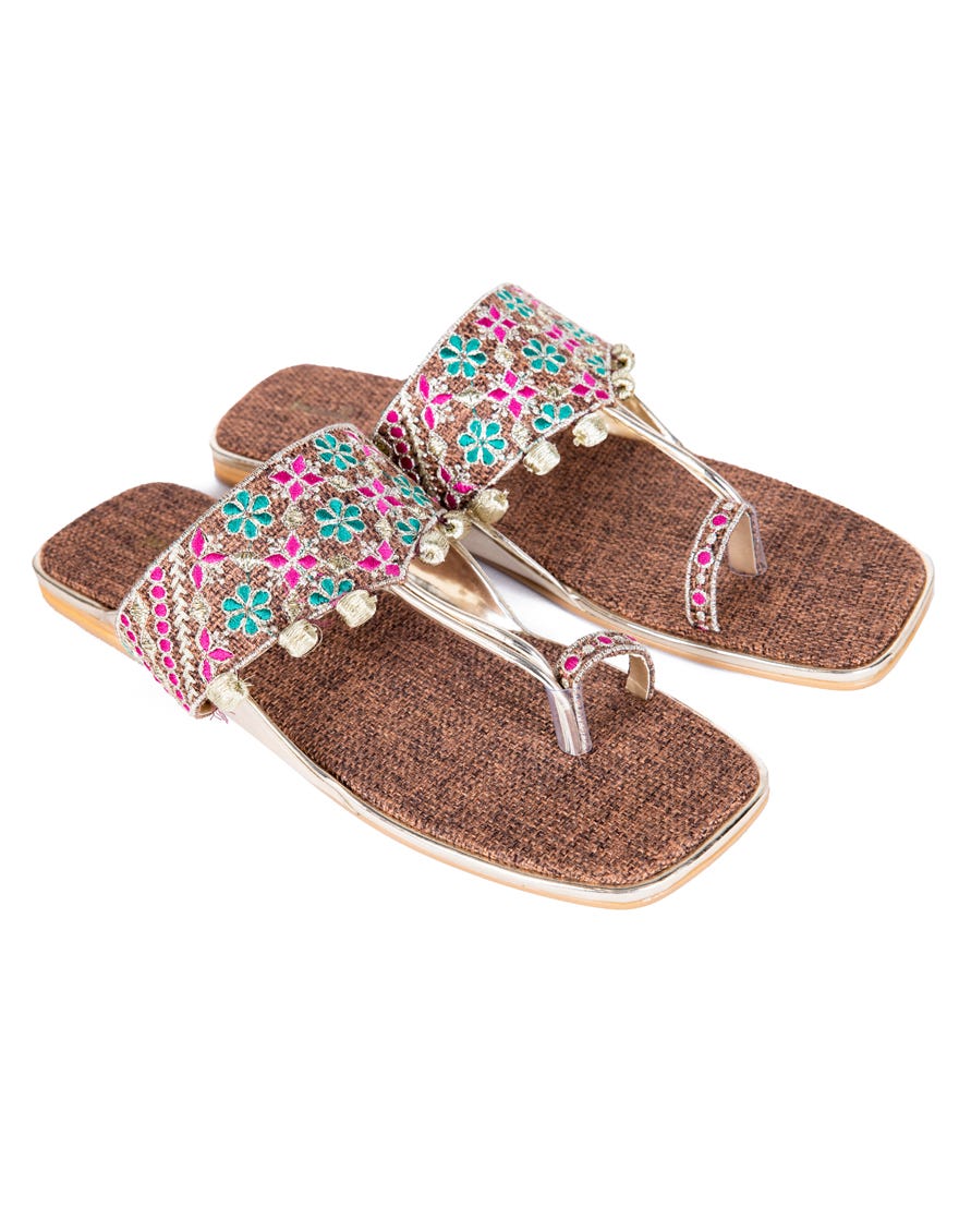 Brown Jute Chappal | Jlfwc-24-1257