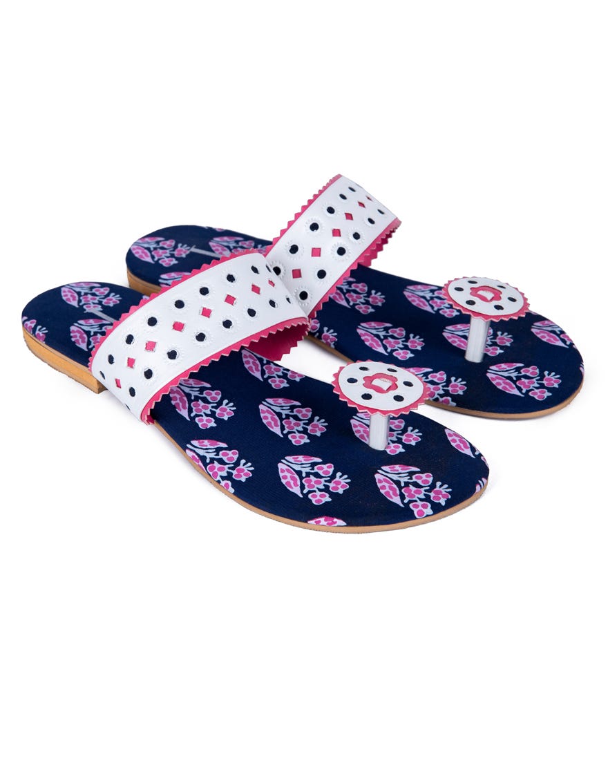 Blue Polyester Chappal | Jlfwc-24-1260