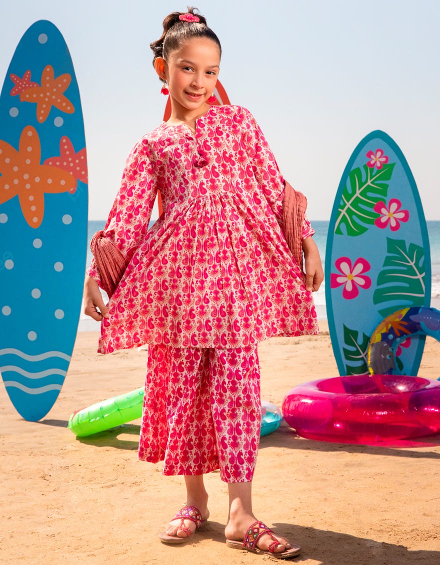 PINK LAWN PRINTED 3PC | JGK-S-JGP-25-1502