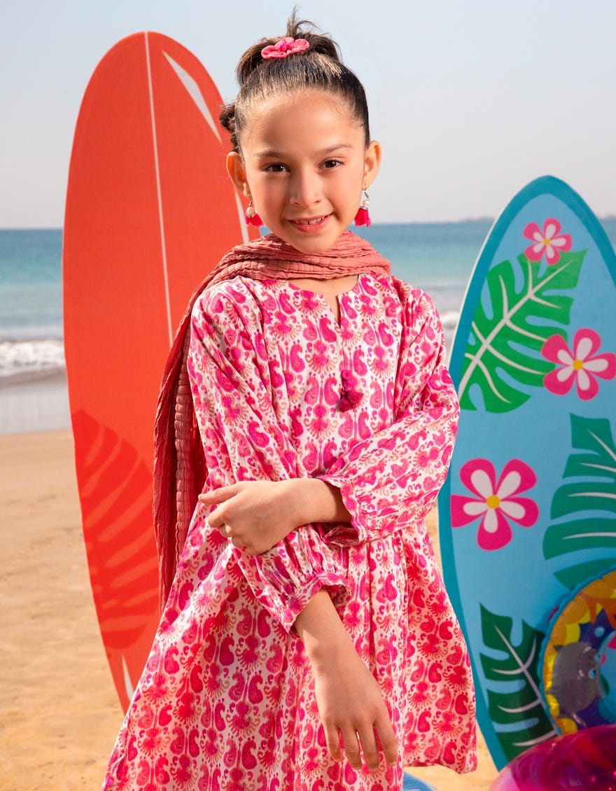 PINK LAWN PRINTED 3PC | JGK-S-JGP-25-1502