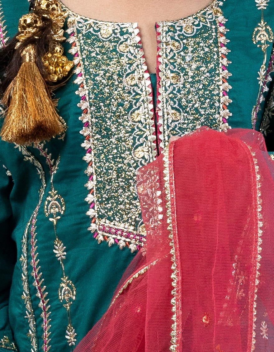 Green Lawn Silk Stitched 3 Piece | Jgk-S-24-1902