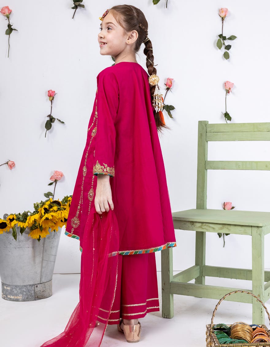 Pink Lawn Silk Stitched 3 Piece | Jgk-S-24-1903