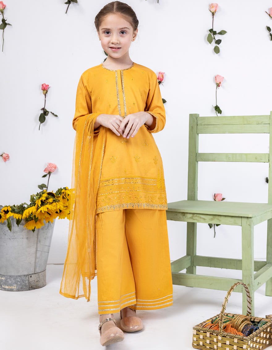 Ochre Lawn Stitched 3 Piece | Jgk-S-24-1904