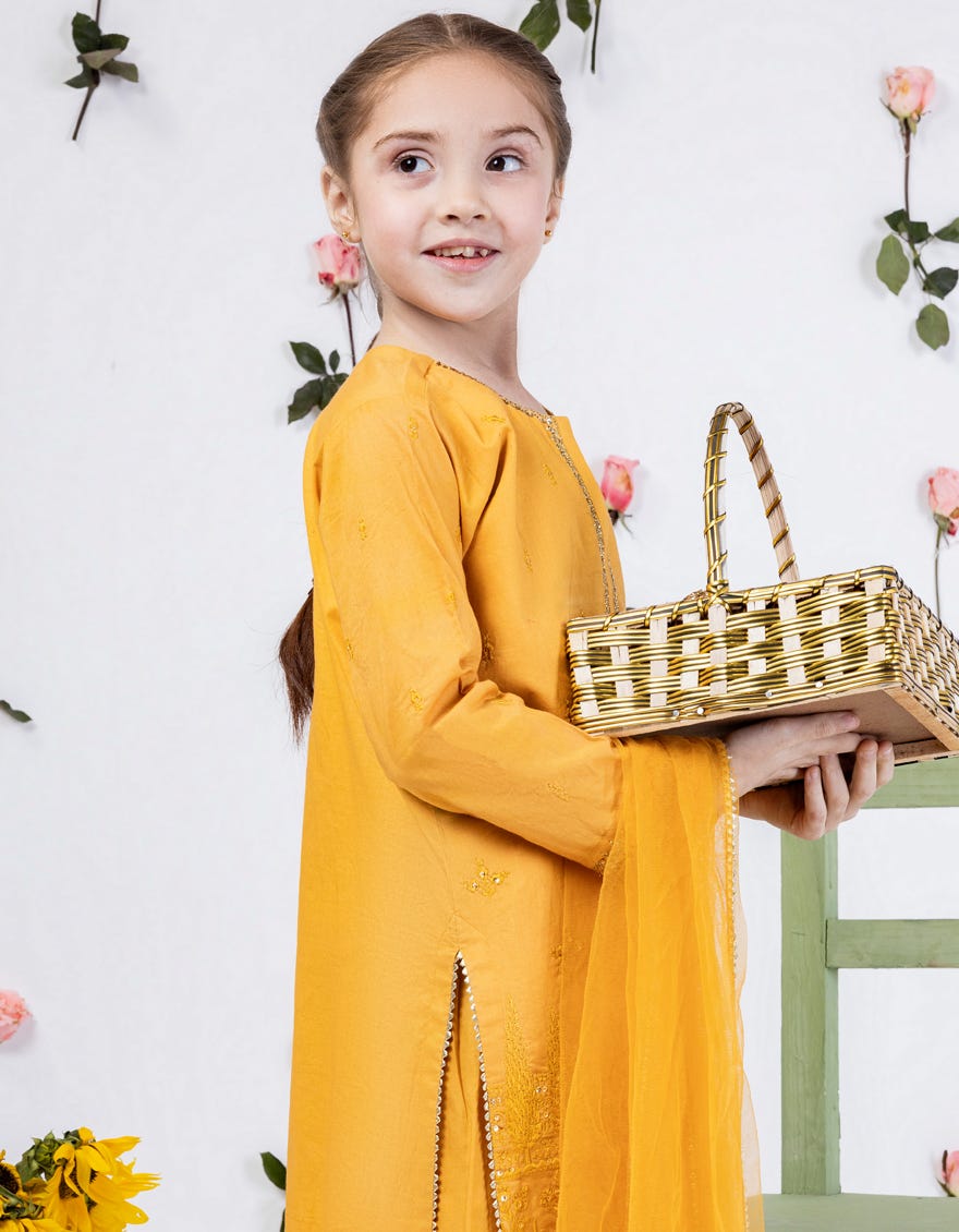 Ochre Lawn Stitched 3 Piece | Jgk-S-24-1904