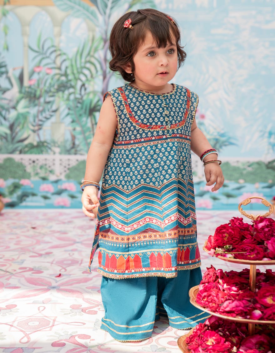 Blue Lawn Stitched 2 Piece | Jgkl-S-Jk2-24-5626