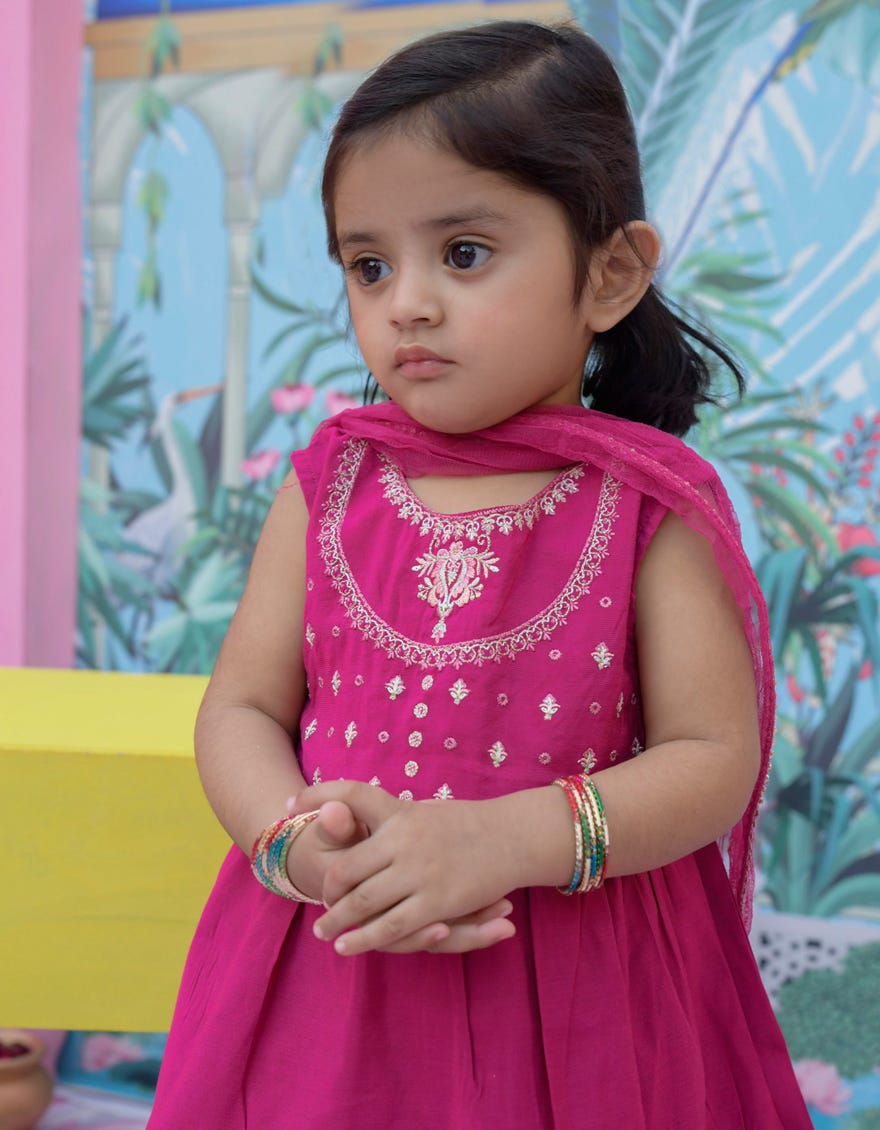 Pink Polyester Cotton Stitched 3 Piece | Jgk-S-24-1918