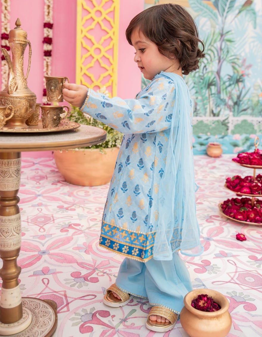Blue Lawn Stitched 3 Piece | Jgk-S-24-1921