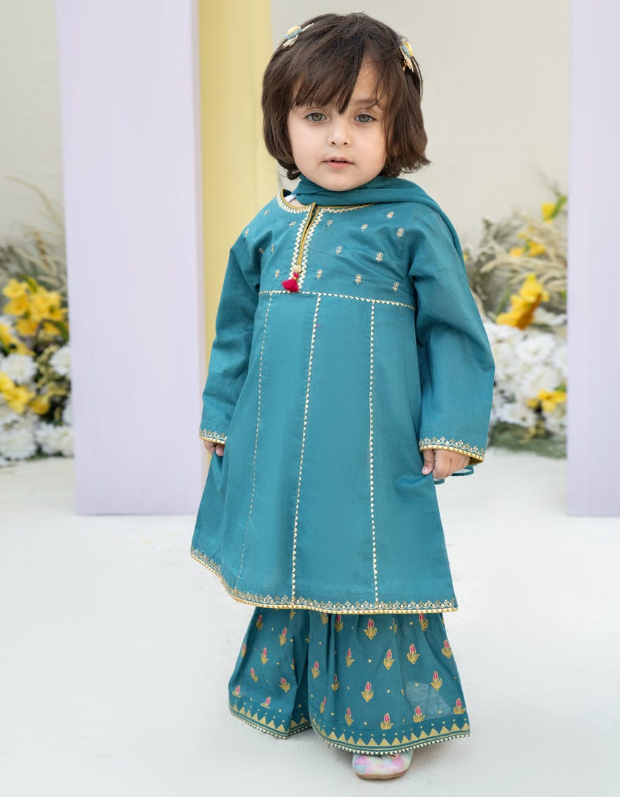Blue Lawn Infant 3 Piece Stitched Dress | Jgk-S-24-1936