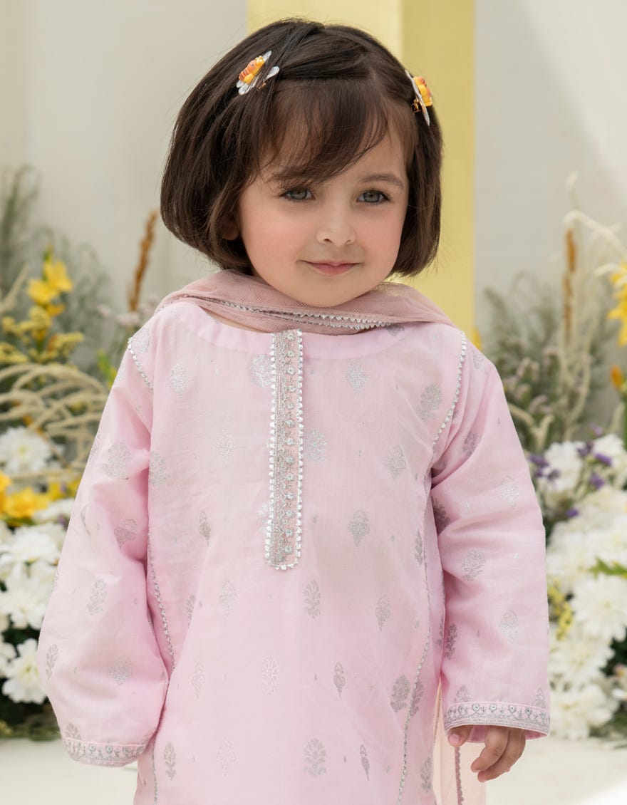 Pink Lawn Infant 3 Piece Stitched Dress | Jgk-S-24-1938