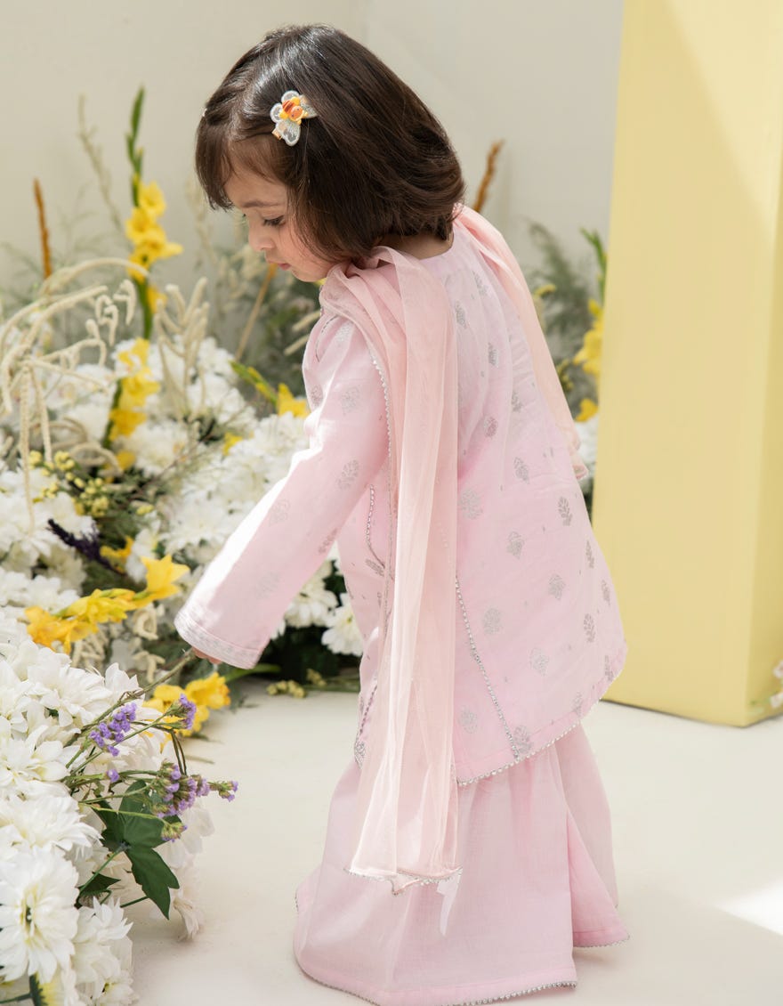 Pink Lawn Infant 3 Piece Stitched Dress | Jgk-S-24-1938