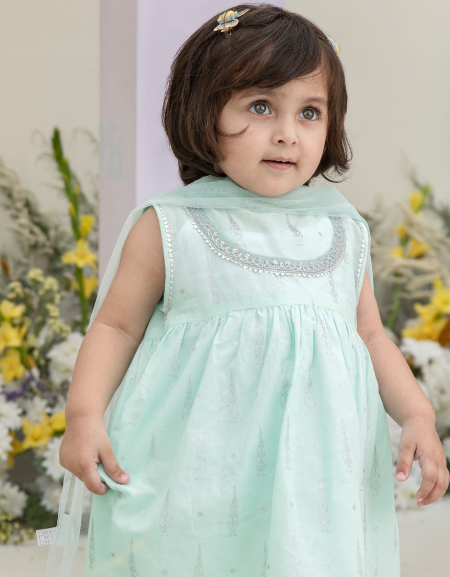 Green Lawn Infant 3 Piece Stitched Dress | Jgk-S-24-1939