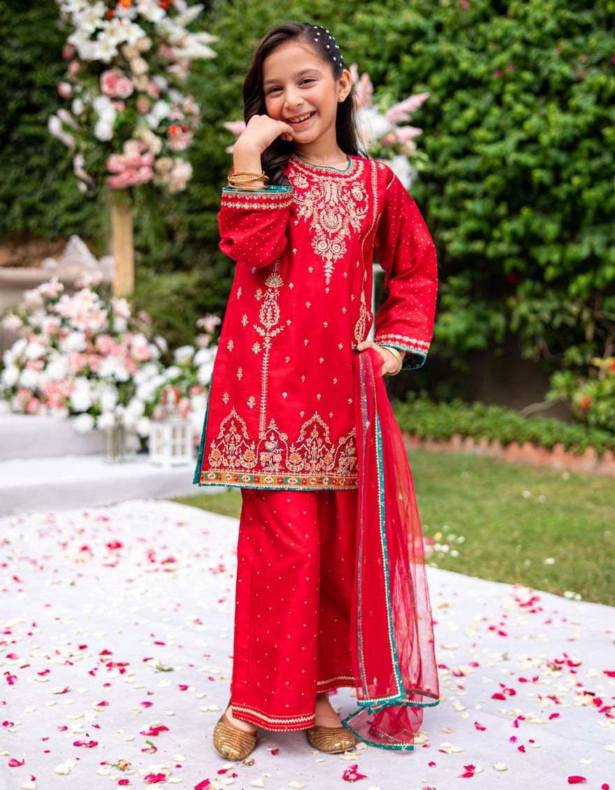 MAROON RAW SILK EMBROIDERED 3PC STITCHED