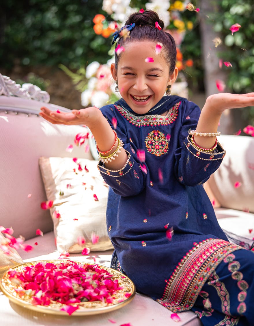 BLUE COTTON EMBROIDERED 3PC STITCHED