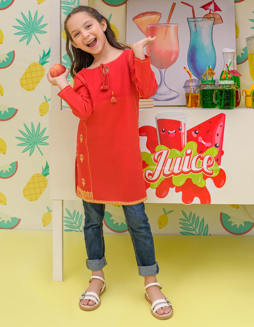 Red Lawn Girls Kurti | Jglk-S-24-2501