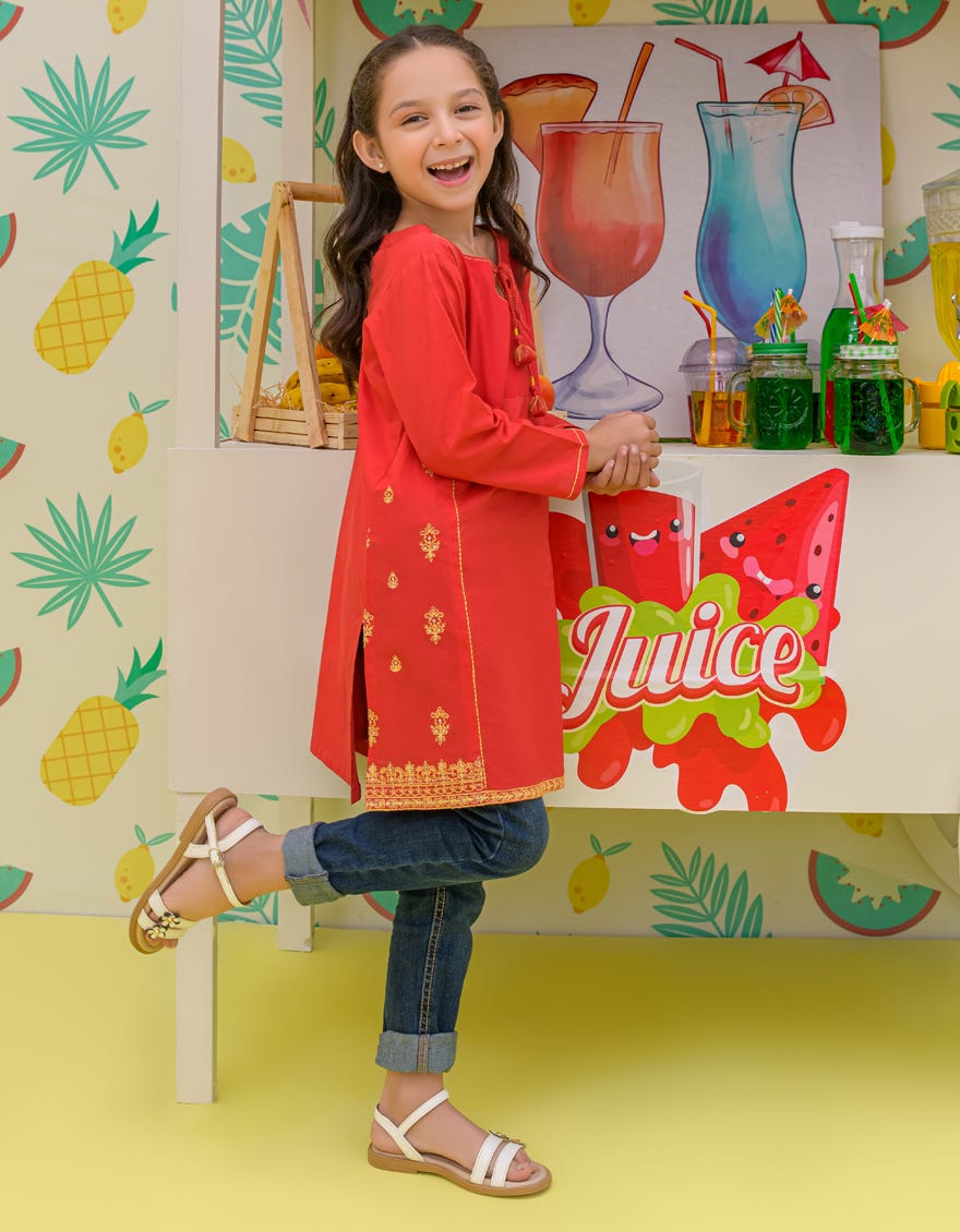 Red Lawn Girls Kurti | Jglk-S-24-2501