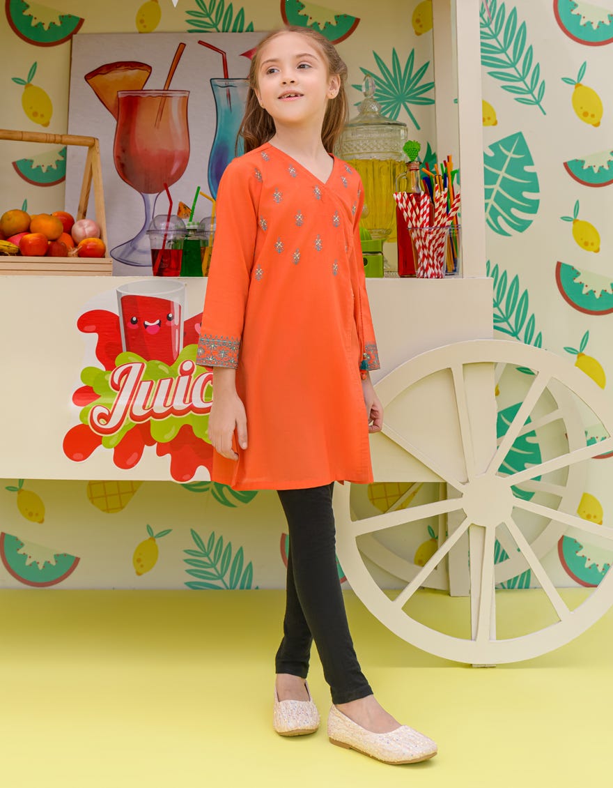 Orange Lawn Girls Kurti | Jglk-S-24-2502
