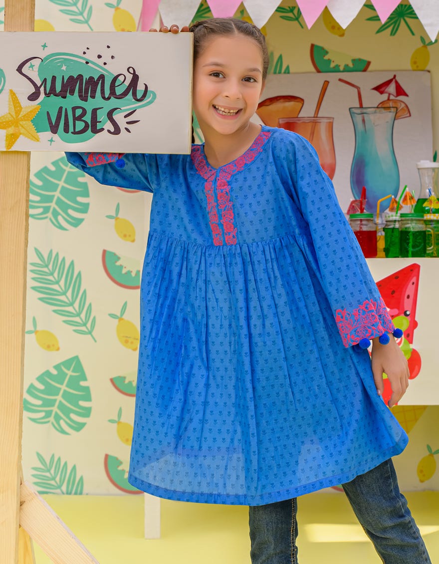 Blue Lawn Girls Kurti | Jglk-S-24-2508