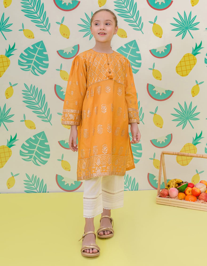 Yellow Cambric Girls Kurti | Jglk-S-24-2510