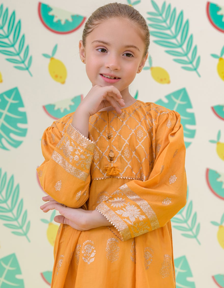 Yellow Cambric Girls Kurti | Jglk-S-24-2510