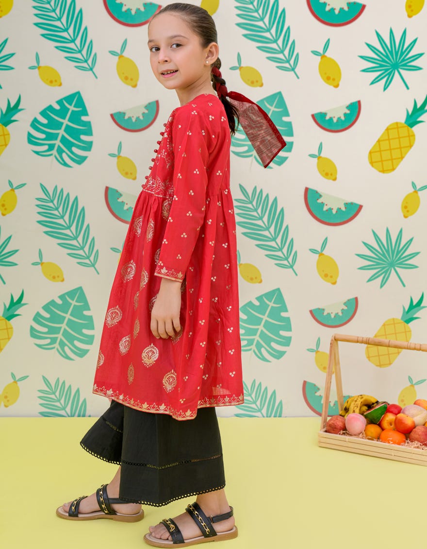 Red Cambric Girls Kurti | Jglk-S-24-2511