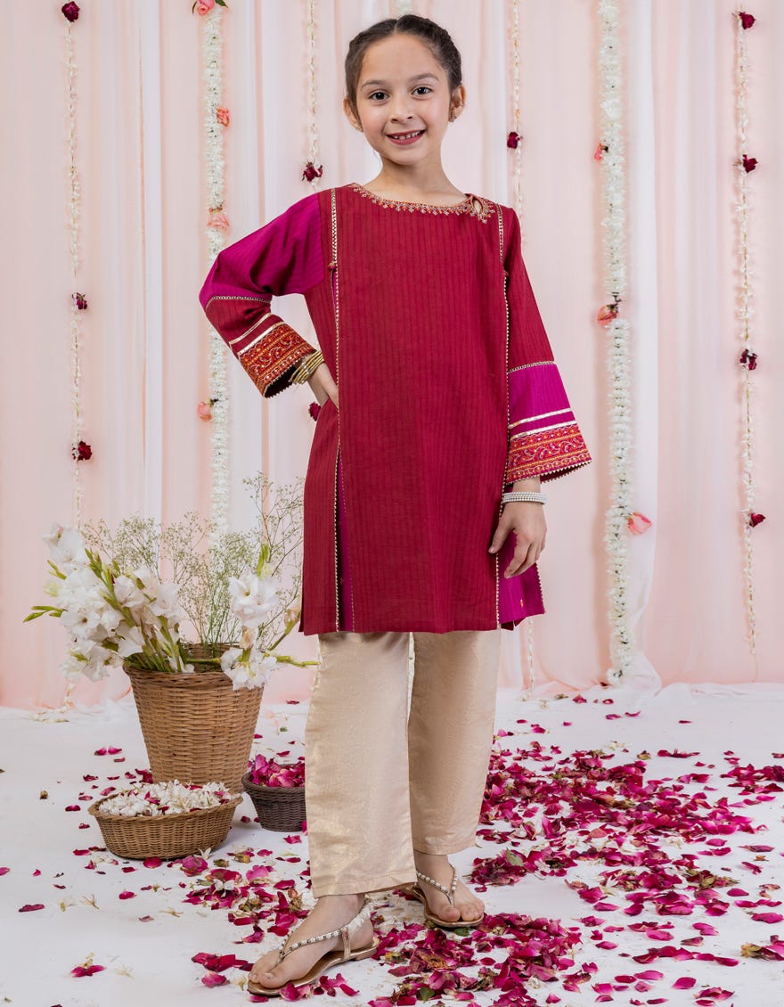 Red Textured Kurti | Jglk-S-24-2517