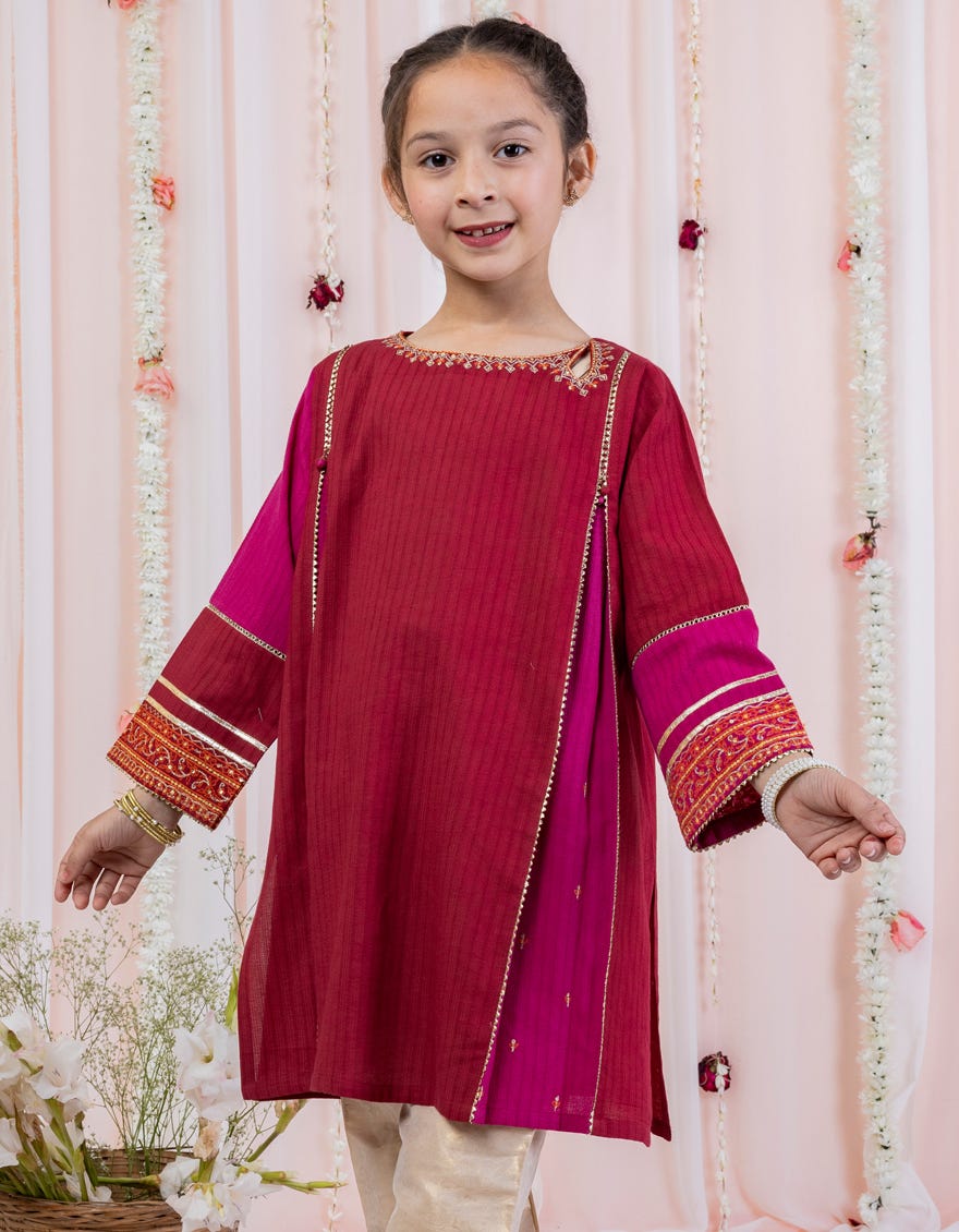 Red Textured Kurti | Jglk-S-24-2517