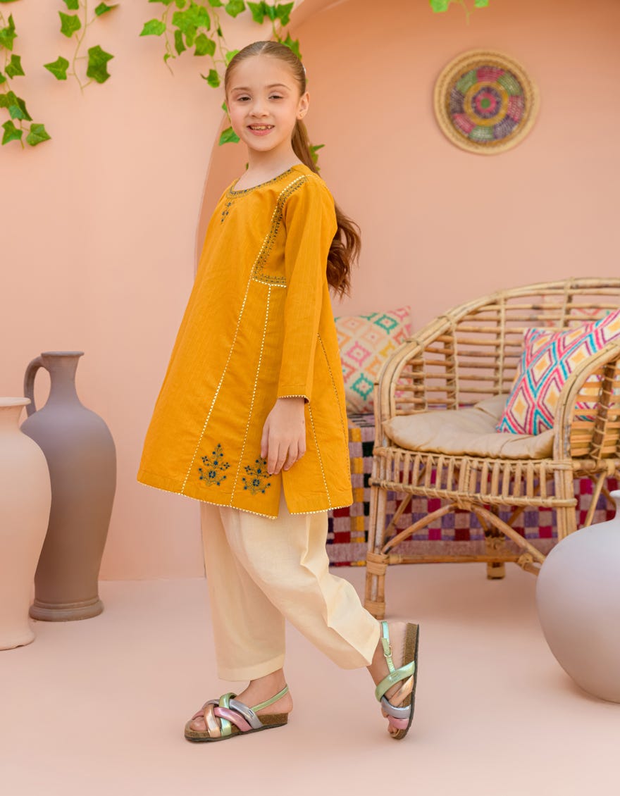 Ochre Textured Kurti | Jglk-S-24-2523