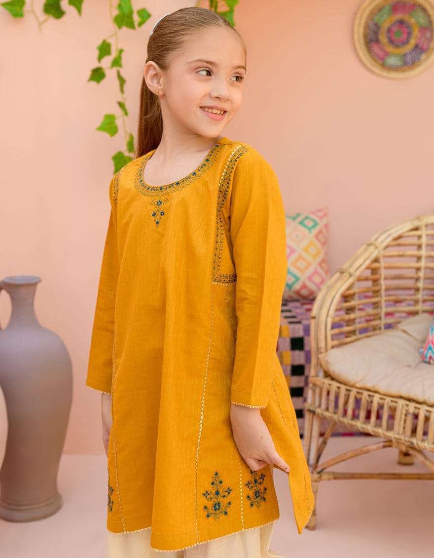 Ochre Textured Kurti | Jglk-S-24-2523