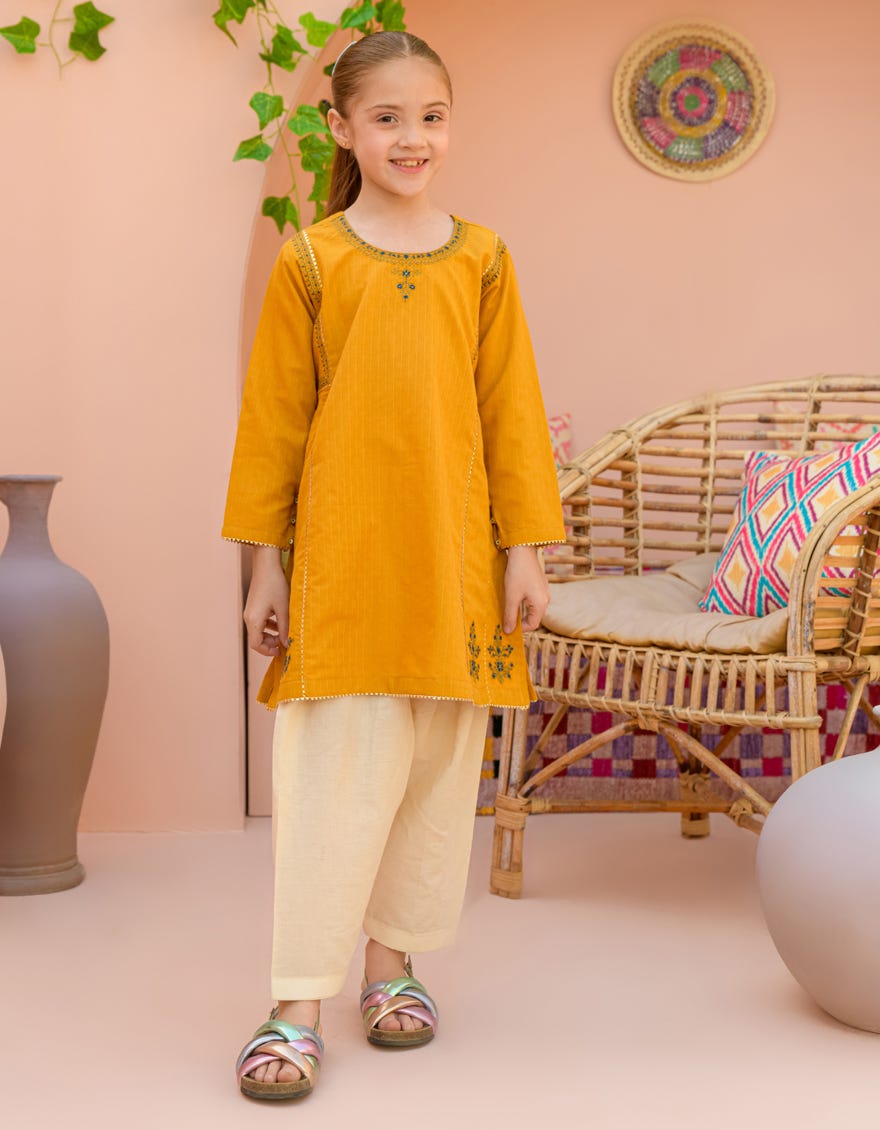 Ochre Textured Kurti | Jglk-S-24-2523