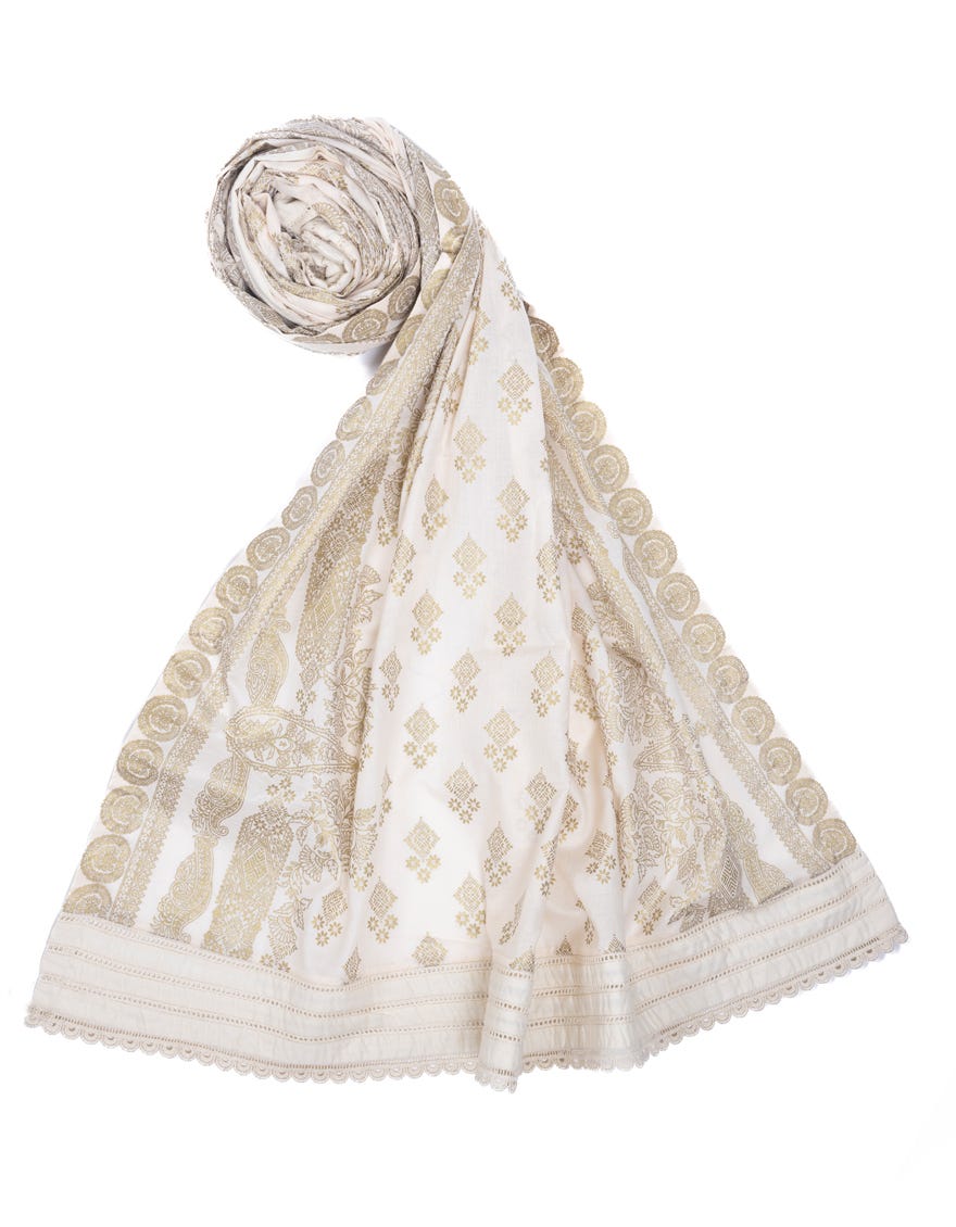 Cream Lawn Dupatta | Jldp-S-24-2613