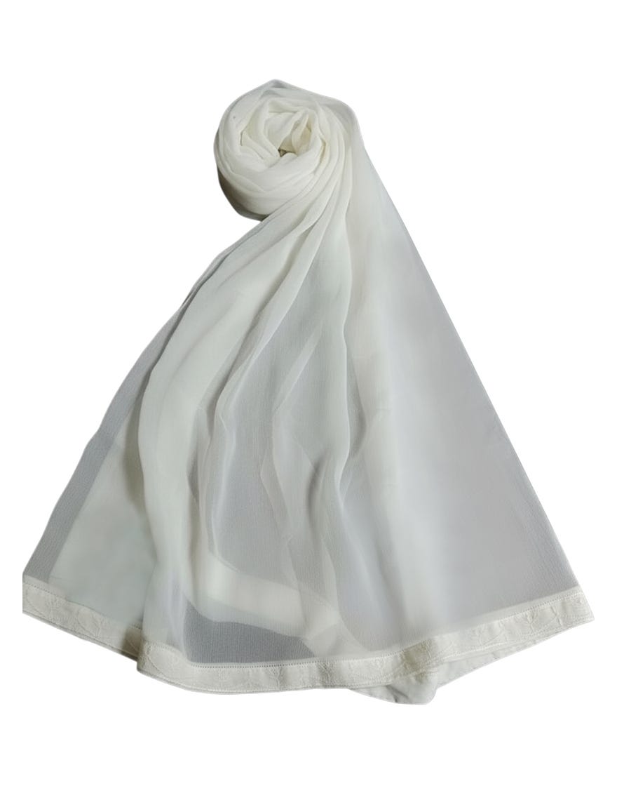 OFF WHITE CHIFFON DUPATTA | JLDP-W-24-2662